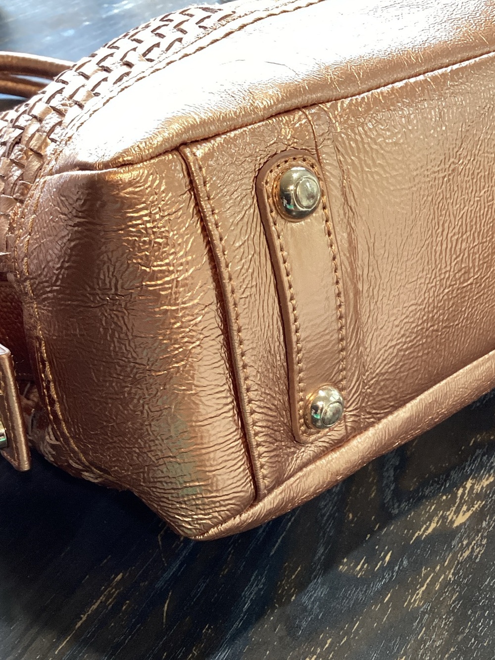 Sharif Rose Copper Woven Embroidered Floral Satchel - Picture 6 of 14